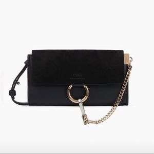 Chloe Faye Wallet on Strap in Black